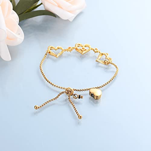 Cremation Jewelry Heart Urn Bracelet for Ashes for Women Girls Adjustable Cremation Link Memorial Bracelet C