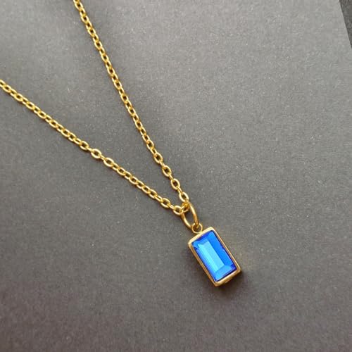 Mini Cube Urn Necklaces Cremation Jewelry for Ashes for Women Men Cremate Urn Locket for Human Ashes Holder Memorial Jewelry with Crystal Front Gold Blue