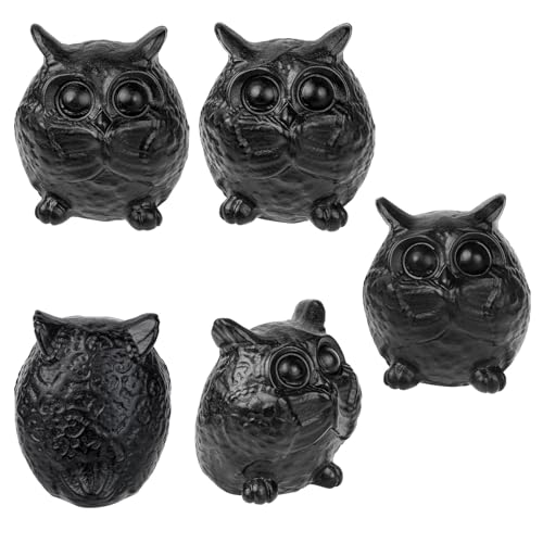 mookaitedecor Hand Carved Crystal Owl Figurine Stone Statue