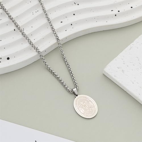 St Michael the Archangel Necklace Pendant Necklace for Women Men with 3mm Wheat Chain 20"+2" white chain length: 20"+2"