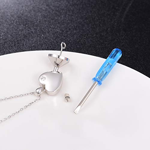 925 Sterling Silver Heart Urn Necklace for Ashes Memorial Keepsake Pendant