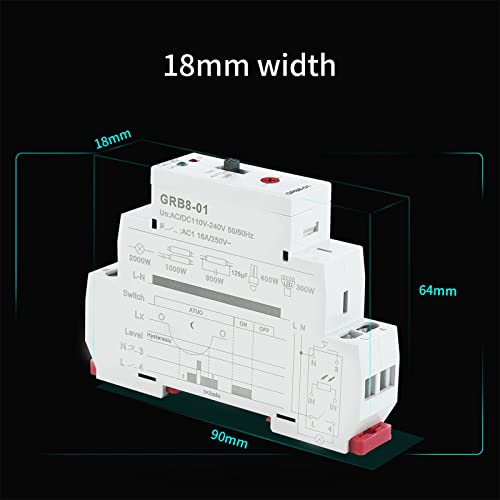 GEYA Twilight Switch Photoelectric Timer Light Sensor Relay Auto ON Off Din Rail(AC110V-240V) AC110V-240V Grb8-01