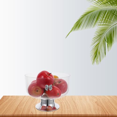 Cabilock Footed Fruit Bowl 9 inch Clear Acrylic Trifle Bowl with Pedestal Base Tall Dessert Display Stand for Fruit Desserts Snacks Kitchen Counter Home Party Decor
