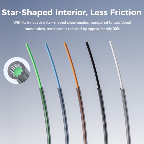 Creality Official Low Resistance Star Shaped PTFE Teflon Tube 4m, 3D Printer Upgrade PTFE Tube Teflon Accessory Replacement Kit, Suitable for K1, K2, Ender Series and Other FDM 3D Printers(4M)