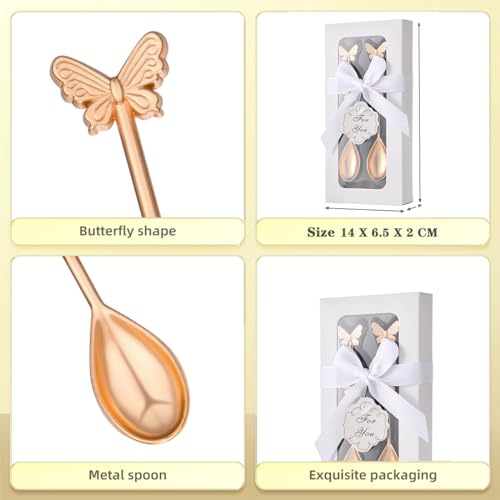 10 Boxes 20 Pcs Butterfly Tea Spoons for Wedding Favors Coffee Spoon Tea Party Souvenirs Bridal Baby Shower Guests Return Gift Individual Package (10) 10