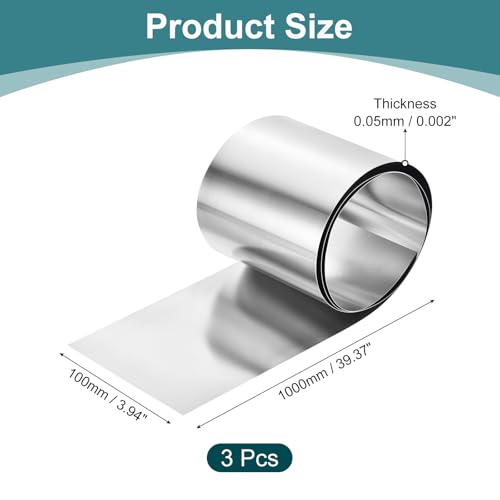 uxcell pure nickel sheet 0.05x100x1000mm, 99.6% nickel plate strip for electroplating and DIY crafts