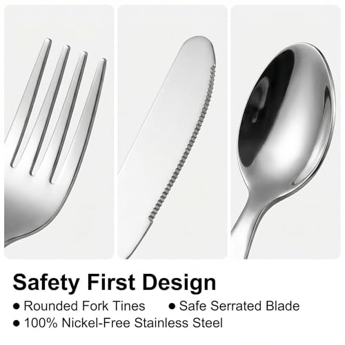 Hemoton 9-piece kids stainless steel flatware set including toddler forks, spoons, and knives in a safe, durable design.