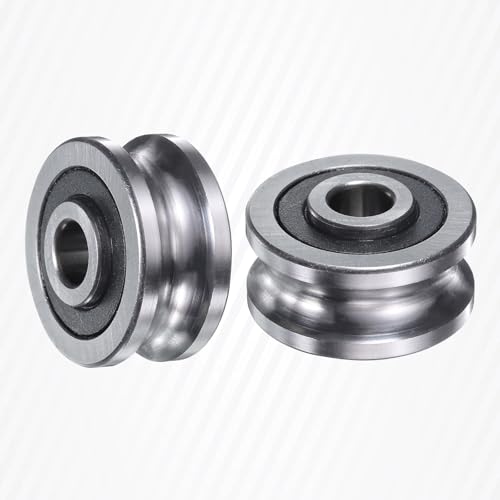sourcing map 4Pcs SG25 Deep U Groove Ball Track Guide Bearing 8mm ID x 30mm OD x 15mm Width Double Sealed Pre-Lubricated GCr15 High Carbon Chrome Bearings for Dual-Axis Guide Rails, Silver 4