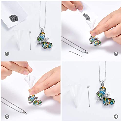 Minicremation Cremation Jewelry for Ashes - Memorial Keepsake for Beloved's Ashes Urn Pendants Butterfly Cremation Necklace for Ashes for Women Silver