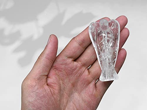 Amazing Gemstone Crystal Quartz Crystal Guardian Angel Figurines Ornament for Healing Birthstone, Decoration Statue (Hand Carved Pocket Gemstone Angel) (3 inch) 3 inch