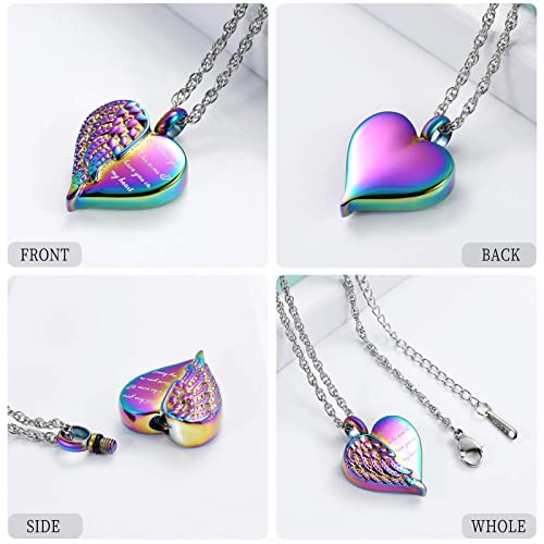 shajwo 2PCS Cremation Jewelry Angel Wing Heart Teddy Bear Urn Necklaces for Ashes for Women Girls