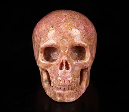 Skullis 2.0” Pink and Black Rhodonite Crystal Skull, Hand Carved Gemstone Fine Art Sculpture, Reiki Healing Stone Statue.1390 2.0” Pink and Black Rhodonite 26