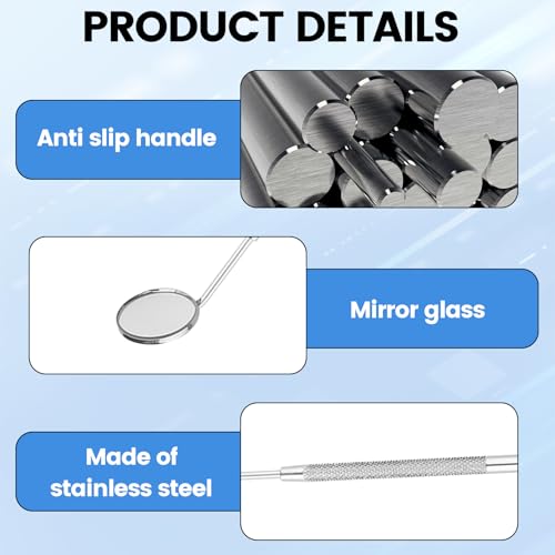 Dental Mouth Mirror Set, Inspection Mirror for Tooth Control, Oral Care Tool, Extension Tool, Silver