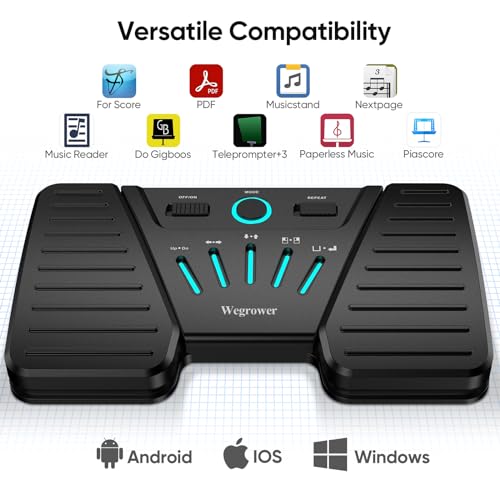 Wegrower Wireless Page Turner Pedal for Musical Instruments