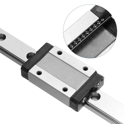 sourcing map 2pcs MGN12 100mm Linear Guide Rail with 2pcs MGN12H Sliding Carriage Block Bearing Steel and 2pcs Plastic Mini MGN12 Linear Guide for DIY 3D Printers and CNC Machine, Black