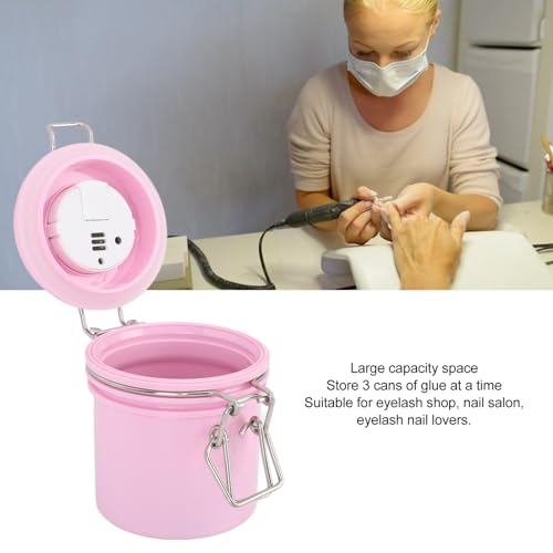 Pink shenruifa 250ml eyelash glue storage jar with thermometer and hygrometer for lash extension adhesive