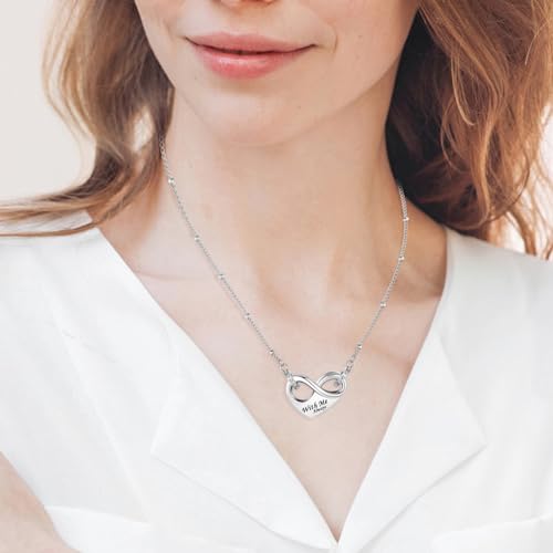 Dletay Infinity Cremation Urn Necklace for Ashes Heart Ash Necklace for Women Memorial Cremation Jewelry Ash Holder Silver