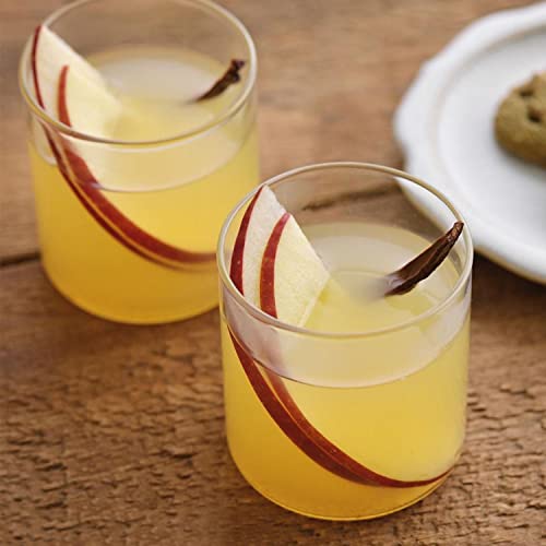Six Borosil Radius glass tumblers, 295ml each, set of mixed drinkware with clear glass design for beverages.
