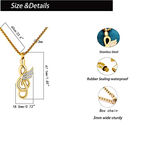 QeenseKc Butterfly MusicCremation Urn Necklace for Ashes Keepasake Memorial Urn Locket for Ashes Jewelry Gift Chain