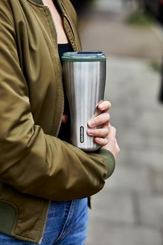 BLACK + BLUM - Insulated Tumbler - 18/8 Stainless Steel Vacuum Insulated Travel Tumbler with Leak Proof, Lockable Lid - Keeps Hot for 6hrs, Cold for 8hrs, Olive - 600ml