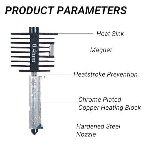 Mxfans 3D Printer Hotend Kit with Hardened Steel Nozzle 0.4mm Replacement for Bambu Lab A1 A1 Mini 3D Printers High Precision Printing Thermal Barrier Silicone Sleeve Included