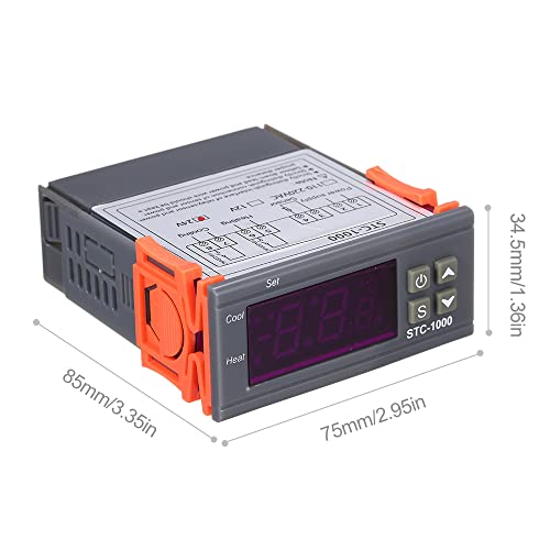Kavolet STC-1000 Digital Temperature Controller, Thermostat 24 V with Probe Heating, Cooling, Celsius Thermostat with Sensor