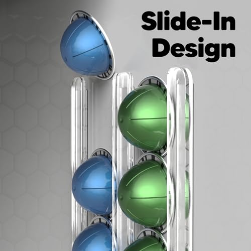 GALVANOX Wall Mounted Holder for Nespresso Vertuo Pods Organizer, 10 Capsule Stick On with Adhesive Backing - Low Profile Vertuoline Wall Mount, Under Cabinet (Clear Acrylic) (Pack of 2) 11,3 inch x 6,8 inch x 0,5 inch (Pack of 2)
