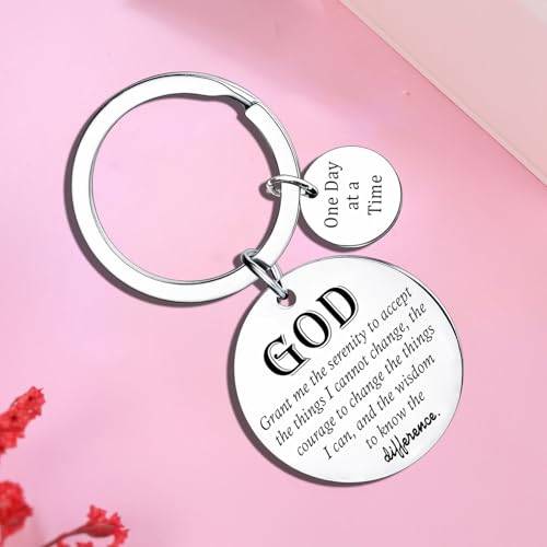 Encouragement Gifts for Women Men Sobriety Keyring Sobriety Addiction Recovery AA Gifts Religious Gift Inspirational Keychain Serenity Prayer Gift