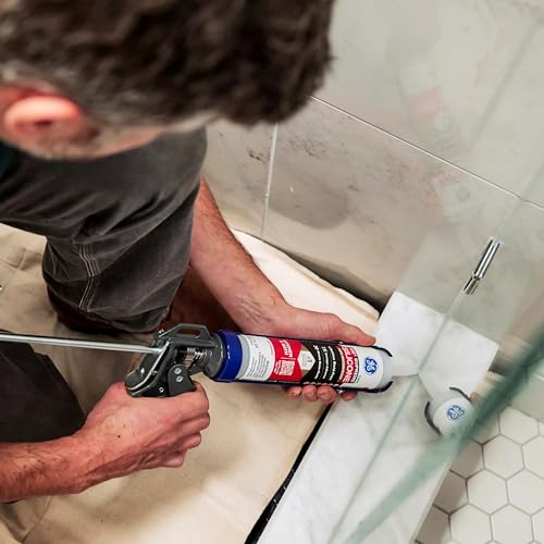 GE Supreme white silicone caulk cartridge for kitchen and bathroom, 10 fl oz, 1 pack