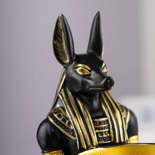 Anubis Statue with Bowl – 10” Resin Ancient Egyptian Egypt Decor