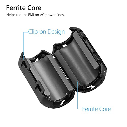[Australia - AusPower] - Ferrite Ring Core Ferrite Beads Clip RFI EMI Noise Suppressor Anti-Interference Cable Clip for 3.5mm/ 5mm/ 7mm/ 9mm/ 13mm Diameter Cable, Black (20) 20 