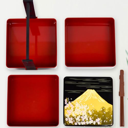 Luxshiny Sushi Box 3 Layer Bento Box with Spill Proof Lid Japanese Bento Picnic Container for Sushi Storage Lunch Travel and Grain or Cereal Storage 7.87 X 6.10 X 6.10 in