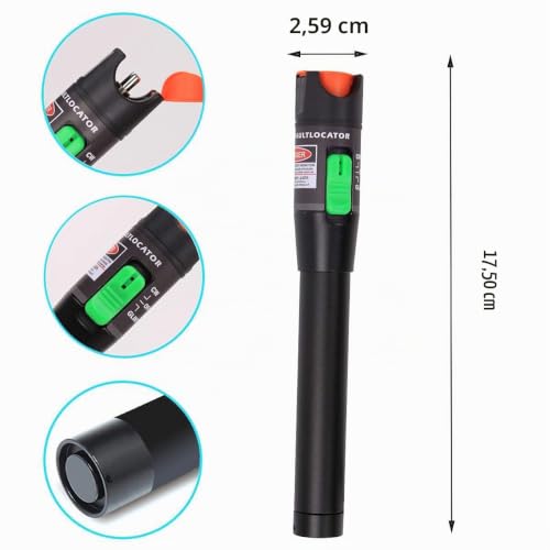 2 Pieces Visual Fault Locator 30 Km, VFL Test Kit Includes Single Mode 9/125μm FC Male to LC Female Adapter, Fibre Optic Light Pen Tester for Testing Fiber Optic Power Cables