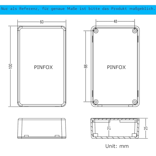 Pack of 6 Junction Box, Plastic Covers, Electronic Casing, Electronic Project Box, Electrical Accessories Housing for DIY Power Junction Box (Black, 100 x 60 x 25 mm) 100x60x25mm black