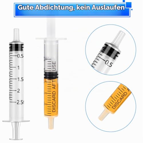 Syringes 2 ml Pack of 60 Individually Packed Colostrum Syringe Sterile Breast Feeding Set Food Syringe with Lid for Newborn Pets Plant Watering Laboratory Hygienic