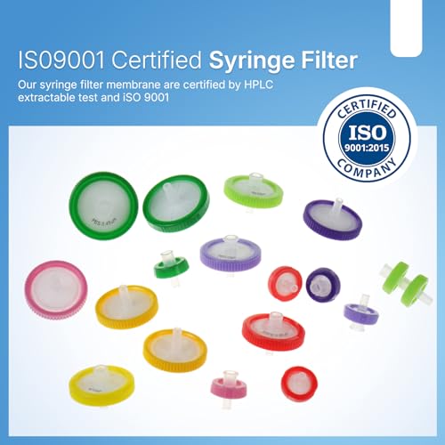SERHICS hydrophilic PTFE syringe filters, 25 mm, 0.45 µm, non-sterile, 100-pack