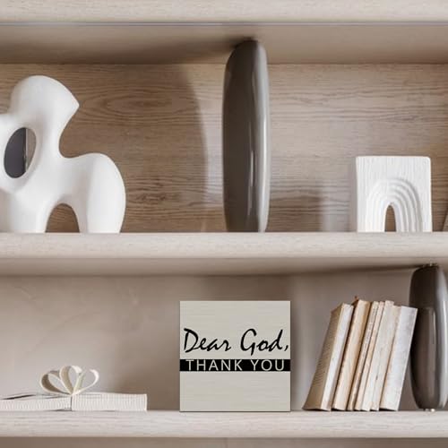 Home Decor Wooden Box Sign Farmhouse Shelf Table Decor Christian Office Accents For Living Room Mantle Coffee Bar Bookshelf Kitchen Entryway 5x5 Inches