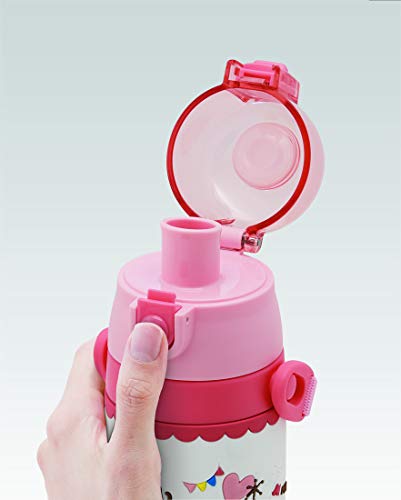 Skater SDPV5-A Children's Stainless Steel Water Bottle, Direct Drinking, 16.2 fl oz (480 ml), Kitty Snack Time, Kid-friendly Lightweight Type, For Girls, Cold Insulation, Sanrio, 3D Printed Hello Kitty Snack Time