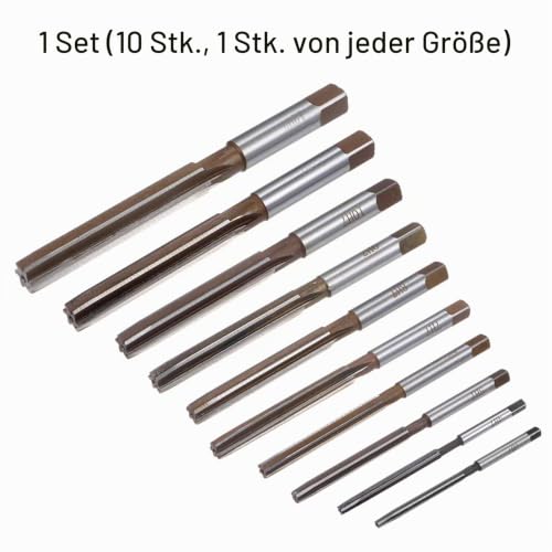 Quartzman Hand Reamer Set Metric Reamer 3-12 mm H7 10-Piece | Reamer Drill Alloy Steel Steel Cutting Tool