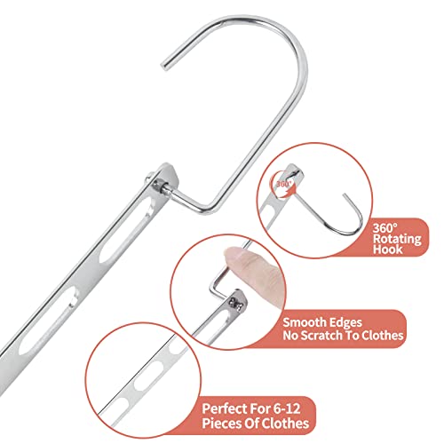 Metal Space Saving Hangers for Clothes, Collapsible Hanger Organizer 12Pack Chrome Metal
