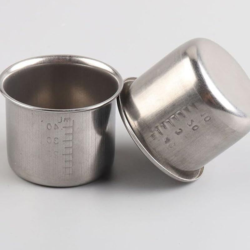 [Australia - AusPower] - DECHOUS 4Pcs Stainless Steel Graduated Medicine Cups 1.96 Inch Portable Measuring Cups for Pills and Liquid Medication 40Ml Capacity Silver 
