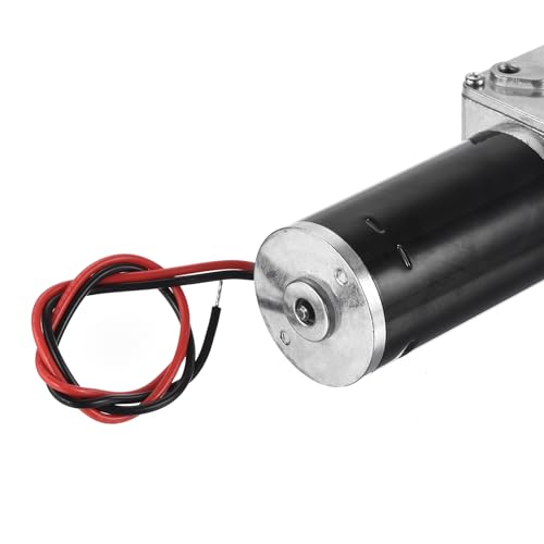 sourcing map DC 12V 30RPM Worm Geared Motor 8mm D Shaft Reduction Electric Motor Reducer High Torque Low Speed Mini Turbine Worm Motor With Wire