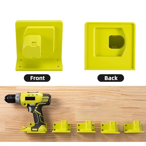 MLYNZXJSY 10-pack plastic tool holders compatible with Ryobi 18V wall mount, showing tool holsters