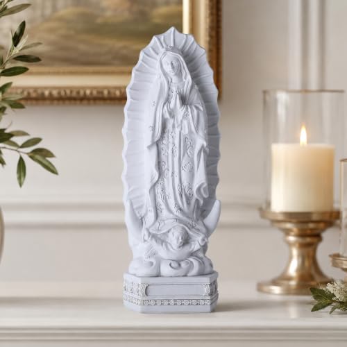 orenm Our Lady of Guadalupe Statue Figurine 8" H Virgen de Guadalupes Mary Figurine Statue Collection,Religious Catholic, Tabletop Home Office Decoration White
