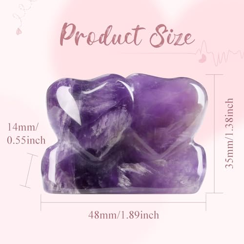 ZHIYUXI 1.8" Amethyst Crystal Double Heart Figurine, Gifts for Couples A-amethyst