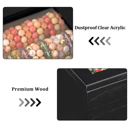 Bracelet Storage Box Holds Up to 150 Bangles, Bracelet Organizer with Clear Lid & Rods, Jewelry Display Case for Multiple Sizes, Dust-Proof Design(Black) Black