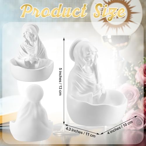 Lineshading Mary Rosary Holder Statue, Classical, White Classic