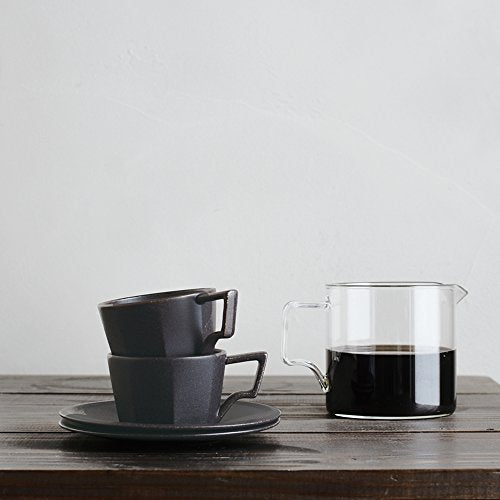 KINTO 28894 OCT Cup & Saucer, 6.7 fl oz (220 ml), Black, Microwave and Dishwasher Safe, Gift, Present 7.4 Ounces