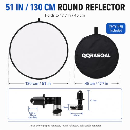 Large 5 in 1 Reflector Photography, 51in/130cm Photo Reflector with Clip open size:130cm/51inch