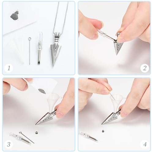Hearbeingt Arrowhead Urn Necklace for Ashes Cremation Jewelry for Men 1Silver+Black